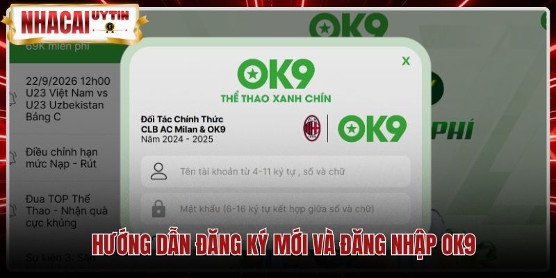 Thao tác đăng ký tài khoản Ok9 trùng khớp tên ngân hàng